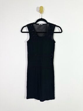 Wolford Black Laser Cut Mesh Sleeveless Mini Bodycon Dresss